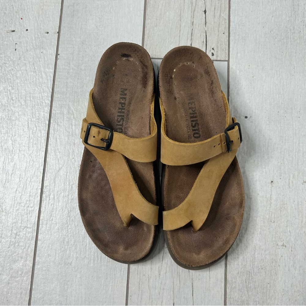 Mephisto Tan Buckle Sandals